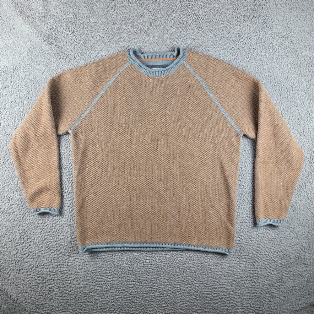 32 Bar Blues Crew Neck‎ Sweater Mens XL Orange 3D Knit Casual Skater